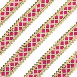 EmbroideryMaterial Laces and Borders Material Golden Gota Patti Lace for Saree Border, Dresses, Dupatta, Blouse, Kurta, Embroidery & Sewing (Pink & Gold, 8 Meters, 2.5 CM Wide)-image-33