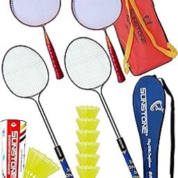 SUNSTONE 77xz Badminton Racquets 4 Piece Set 6 Nylon Shuttlecocks for Kids & Young Combo-30