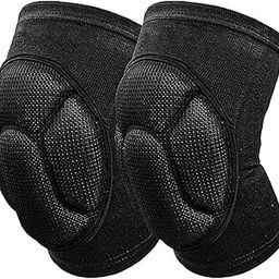 FALONG Protective Knee Pads Knee Protector Thick Sponge Anti-Slip Collision Avoidance Knee Sleeve For Volleyball,Basketball,Football Outdoor Sport 1 Pair-Black-98