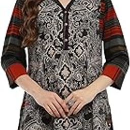 Women Printed Regular Fit Straight Kurti-image-1