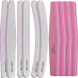 Gleevia Nail Files 100/180, Sandpaper Filer & Soft Buffer Filer for Natural & Acrylic Nails, Manicure Combo (Set of 10)-image-96