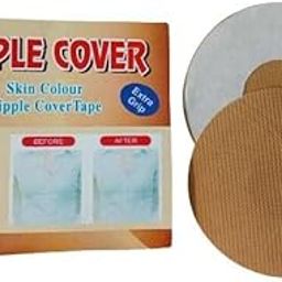 Beauty Tool Disposable Nipple Cover/Bra Pad Patches/Self Adhesive Sticker Cotton and Stick Petals, Round Shape for Women and Girls | (12pcs) | (Brown Color)-image-38