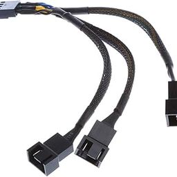 UniQMart 15cm 4 pin 3 Ways Y Splitter Computer PC Fan Power Cable Wire Black Sleeved-11