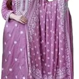 Rayon Printed and Embroidered Yoke Kurta, Pant and Dupatta Set-image-6