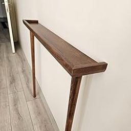 KHUSUBHDECOR Wooden Console Table for Entryway | Customsize Console Table | Solid Beech Wood | Walnut Finish Furniture Minimalist Wall-Mounted Half Table – Slim Console Shelf with Tapered Legs-19