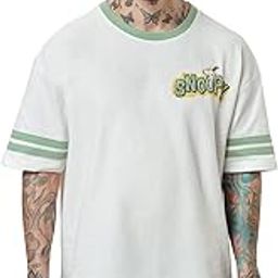 | Official Peanuts: Snoopy Sketch Mens and Boys T-Shirts|Half Sleeve|Oversized fit Graphic Printed|100% Cotton White Color Men Oversized T-Shirts-image-34