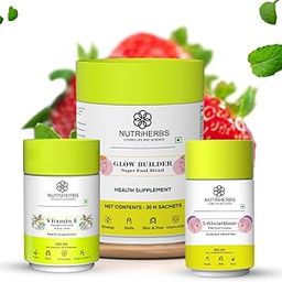NUTRiHERBS Glow Builder | L-Glutathione & Vitamin E Collagen Supplement for Radiant Skin | Anti-Aging, Skin Tightening & Hydration | Collagen Boost for Skin, Hair, Nails & Bones-11