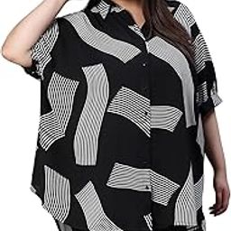 Women Plus Size Printed Button-Down Baggy Style Tunic-6