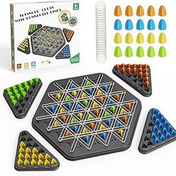 Brand Conquer Kids Montessori Slide Puzzle Game Colour & Pattern Matching Learning Toys for Kids 4-8 Years Birthday Gift for Unisex Preschool Educational Activity Toy (Board Game Triangle Chess Game)-image-19