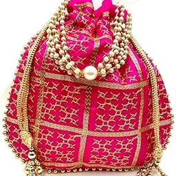 Women Designer Embroidered Potli Bag with Pearl Handle-image-18