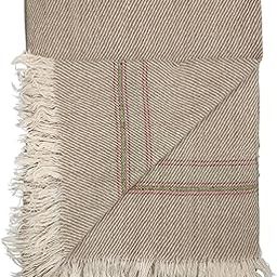 Arvore Bunkaar Hand Woven Plain Men's Woollen Desi Thick and Heavy Lohi/Shawl [ Beige, 50" X 110"]-image-24