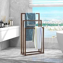 Indian Decor 21579 Space Saving Freestanding Towel Stand Brown Floor Standing Towel Stand/Bath Organizer/Towel Drying Rack 45 X 22 X 86 - Brown - Metal-picture-32