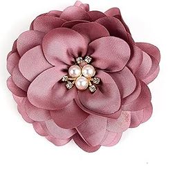 Heyiwell 10PC Dusty Pink Large Chiffon Fabric Flower Rhinestone Cluster for DIY Handmade Decorative Hair Clip Scrapbooking and More Decor 3.2" Inch-picture-4