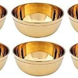 Damurhu Brass Bowl Hand Made Round Puja 100% Pure Brass Katori Vati Bowl Hand Made, Round Shape Size - 2 (3.5 x1.8 cm 2 INCH * 45 ML) Set of - 6 PCS-image-59
