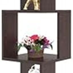 Mahaakaay Dumru Engineered Wood Free Standing Corner Decorative Book Rack Shelf Wenge-22