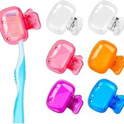AYSHPAVI 6 Pack Toothbrush Cover Portable Travel Toothbrush Protector Coverings Clips Cap Brush Plastic Clip's Covers for Household Travel, Camping, Bathroom, School, Work (Multicolor)-image-84