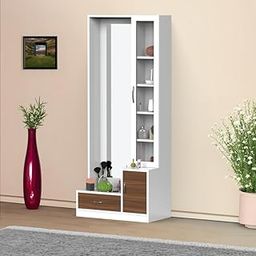 NEEHV HOME Wooden Daffodil Wooden Dressing Table for Living Room | Bed Room (Classic Walnut and Frosty White, 41 X 76 X 189)-picture-24