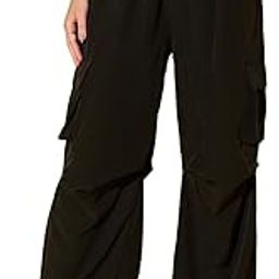 Black Women Loose Fit Parachute Trousers | High Waist Cargo Trouser Pant-image-33