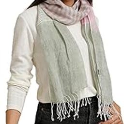 Pink Striped Pure Linen Unisex Stole-40