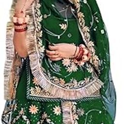 Fancy Heavy Embroidery Work Shimmer Silk Semi-stitched Rajputi Poshak For Women Rajasthani Lehenga Choli-image-34