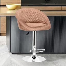 Da URBAN® Cozy Velvet Finish Height Adjustable & Revolving Bar Stool/Kitchen Chair (Brown)-picture-1