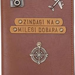 "'Zindagi Na Milegi Dobara' Quote Passport Cover with PU Leather Finish - Unisex Travel Passport Holder for Travelers (Tan)-image-84