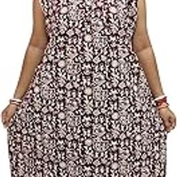 Women's Cotton Maxi Dress, Maroon and White Warli Print, Sleeveless, Traditional Indian Design-image-3