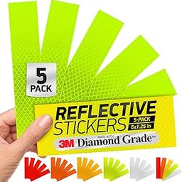 Byllstore High Visibility Reflective Stickers 3M Diamond Quality Yellow Green 1.25" x 6" Pack of 5 Multi Use for Helmets, Cars, Mailboxes and More-image-17