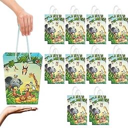 Premium Jungle Animal Theme Paper Bags | Set of 20 | Goody Bags for Birthday Return Gifts | Paper Bags for Putting Small Gifts for Kids-25