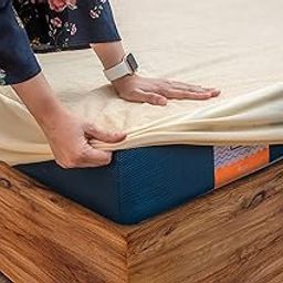 Flo Aloe Vera Infused Mattress Protector - Waterproof & Washable | 100% Cotton | Mattress Cover in Beige Color (Double Size, 75x48 Inches)-23