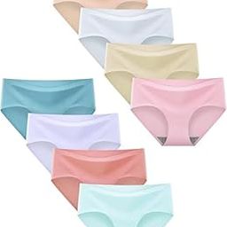 SunFlux® Women’s Seamless Hipster Underwear No Show Panties Invisibles Briefs Soft Stretch Underwears Multicolored 4 & 8pcs-4