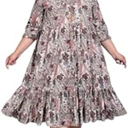 Women Pure Cotton Plus Size Floarl Printed Gown Beige-picture-37