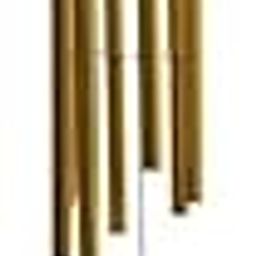 Om Sai Enterprise Metal Feng Shui 5 Pipe Wooden Pyramid Wind Chime - Gold Wind Chimes-image-1