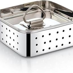 DINIX Stainless Steel Paneer Maker Mold | Medium Size Tofu Press with Lid, Square Paneer Press & Whey Separator | 450ml Capacity Pack of 1-17