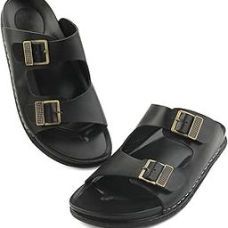 Men’s Double Buckle Slide Sandals Lightweight Slip-Resistant Sandals for Everyday Wear-image-1