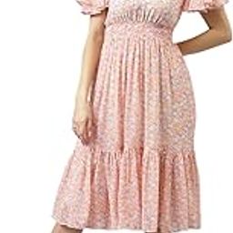 Women's Peach Georgette Floral Tiered Western Dress | Dress for Women | A line | Anarkali Dress | Gown Dress | Western Dress | Exclusive Women Dress | Bollywood Dress | Dresss | Fashion-picture-6