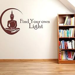 Wallstick ' FIND Your OWN Light (Buddha)' Wall Sticker (Vinyl,110 cm x 60 cm, Black) 69-WL-32-image-97