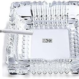 BINZO Crystal Glass Ash Tray, Tabletop Square Tray For Cigarettes, Ash Collectible For Car, Home, Office, Pack of 1-image-10