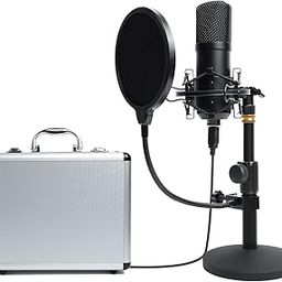 CEZO USB Condenser Microphone Recording Kit with Desktop Stand, Aluminium Case and Pop Filter, Condenser Microphone for YouTube,Podcast,Gaming,Studio Plug & Play mic for Laptop Mac/Windows-7