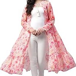 Geometric Embroidered Chiffon Tie Up Shrug for Women's with 3/4 Sleeves|Round Neck Shugs Western Party & Casual Wear Fashionable Long Shrug for Ladies (Multicolor)-image-8