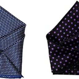 Men’s Pocket Square Combo – Navy Blue Micro-Check & Black with Purple Polka Dot Satin Handkerchiefs-image-38