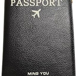 Metallic Airplane Letter Graphic Passport Case Black-image-99