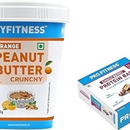 MyFitness Peanut Butter & PRO.FITNESS Protein Bar | Healthy Snacks | 23g Protein Crunchy Orange Peanut Butter & 11g Protein Bars, Choco Berry | Cholesterol Free | No Trans Fat | 227g + (34g x 6)-image-60