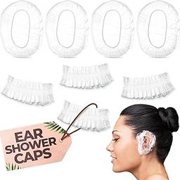 MEBISO 100 Pack Disposable Ear Covers for Shower – Waterproof Plastic Ear Caps for Showering, Hair Dye, and Spa – Adult Ear Covers for Hair Protection (One Size, 100, count)-image-24