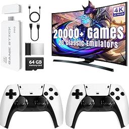 Retro Game Stick, Retro Gaming Console with 20000+ Classic Video Games, 23 Emulators, 64G, 4K HDMI Output and 2.4GHz Wireless Controller, Plug and Play Video Games for TV, Gifts for All Age-19