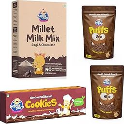BE'BE' BURP- Millet Milk Mix | Ragi & Chocolate Drink Mix 200gm with Choco Cookie 150 gm and Choco Puff 35gm(Pack of 2)| No Preservatives No Artificial Flavours…-image-83