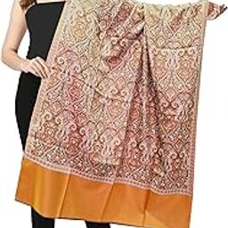 Women's Kanni Design Shawl – Elegant Floral and Paisley Print Kashmiri Wool Blend, Soft and Warm Stylish Shawl for Winter Wear [SIZE:40X80 Inches]-image-25