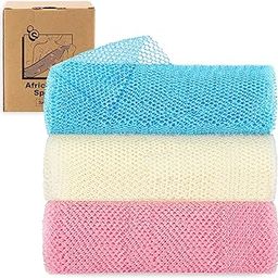 myHomeBody African Net Sponge, African Net Cloth, Exfoliating Cloth, African Bath Sponge, African Exfoliating Net, Light Blue, Beige, Pink, Set of 3-14