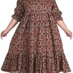 Women Pure Cotton Plus Size Floarl Printed Gown Rust-image-2