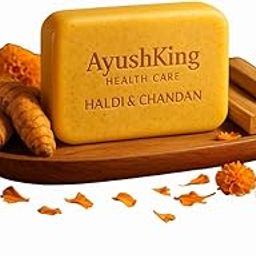 AyushKing Haldi & Chandan Herbal Soap – Natural Turmeric & Sandalwood Bar for Glowing Skin, Ayurvedic Skincare, 100g (1)-image-44